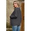 image:imageGRECERELLE Womens Cable Chunky Knit Cardigan Sweater with PocketsDark Gray