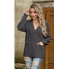 image:imageGRECERELLE Womens Cable Chunky Knit Cardigan Sweater with PocketsDark Gray