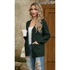 image:imageGRECERELLE Womens Cable Chunky Knit Cardigan Sweater with PocketsDark Green