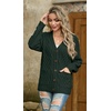 image:imageGRECERELLE Womens Cable Chunky Knit Cardigan Sweater with PocketsDark Green