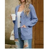 image:imageGRECERELLE Womens Cable Chunky Knit Cardigan Sweater with PocketsHaze Blue