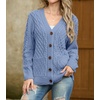 image:imageGRECERELLE Womens Cable Chunky Knit Cardigan Sweater with PocketsHaze Blue