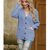 image:imageGRECERELLE Womens Cable Chunky Knit Cardigan Sweater with PocketsHaze Blue