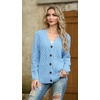 image:imageGRECERELLE Womens Cable Chunky Knit Cardigan Sweater with PocketsLight Blue