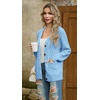 image:imageGRECERELLE Womens Cable Chunky Knit Cardigan Sweater with PocketsLight Blue