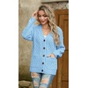 image:imageGRECERELLE Womens Cable Chunky Knit Cardigan Sweater with PocketsLight Blue