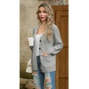 image:imageGRECERELLE Womens Cable Chunky Knit Cardigan Sweater with PocketsLight Grey