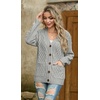 image:imageGRECERELLE Womens Cable Chunky Knit Cardigan Sweater with PocketsLight Grey