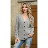 image:imageGRECERELLE Womens Cable Chunky Knit Cardigan Sweater with PocketsLight Grey