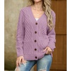 image:imageGRECERELLE Womens Cable Chunky Knit Cardigan Sweater with PocketsLight Purple