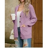 image:imageGRECERELLE Womens Cable Chunky Knit Cardigan Sweater with PocketsLight Purple
