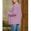image:imageGRECERELLE Womens Cable Chunky Knit Cardigan Sweater with PocketsLight Purple