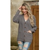 image:imageGRECERELLE Womens Cable Chunky Knit Cardigan Sweater with PocketsPencil Gray