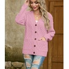 image:imageGRECERELLE Womens Cable Chunky Knit Cardigan Sweater with PocketsPink
