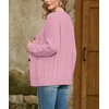 image:imageGRECERELLE Womens Cable Chunky Knit Cardigan Sweater with PocketsPink