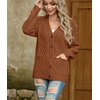 image:imageGRECERELLE Womens Cable Chunky Knit Cardigan Sweater with PocketsPumpkin