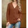 image:imageGRECERELLE Womens Cable Chunky Knit Cardigan Sweater with PocketsPumpkin