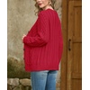 image:imageGRECERELLE Womens Cable Chunky Knit Cardigan Sweater with PocketsRed
