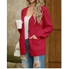 image:imageGRECERELLE Womens Cable Chunky Knit Cardigan Sweater with PocketsRed