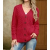 image:imageGRECERELLE Womens Cable Chunky Knit Cardigan Sweater with PocketsRed