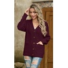 image:imageGRECERELLE Womens Cable Chunky Knit Cardigan Sweater with PocketsWine Red