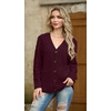 image:imageGRECERELLE Womens Cable Chunky Knit Cardigan Sweater with PocketsWine Red