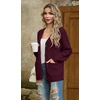 image:imageGRECERELLE Womens Cable Chunky Knit Cardigan Sweater with PocketsWine Red