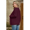 image:imageGRECERELLE Womens Cable Chunky Knit Cardigan Sweater with PocketsWine Red
