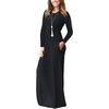 image:imageGRECERELLE Womens Casual Long Sleeve Maxi Dresses with Pockets Crew Neck Soft Stretchy Flowy Fall Dress for Work ChurchAblack