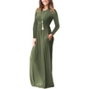 image:imageGRECERELLE Womens Casual Long Sleeve Maxi Dresses with Pockets Crew Neck Soft Stretchy Flowy Fall Dress for Work ChurchArmy Green
