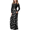 image:imageGRECERELLE Womens Casual Long Sleeve Maxi Dresses with Pockets Crew Neck Soft Stretchy Flowy Fall Dress for Work ChurchBlack White Dot