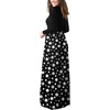 image:imageGRECERELLE Womens Casual Long Sleeve Maxi Dresses with Pockets Crew Neck Soft Stretchy Flowy Fall Dress for Work ChurchBlack White Dot