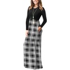 image:imageGRECERELLE Womens Casual Long Sleeve Maxi Dresses with Pockets Crew Neck Soft Stretchy Flowy Fall Dress for Work ChurchBlack White Plaid