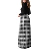 image:imageGRECERELLE Womens Casual Long Sleeve Maxi Dresses with Pockets Crew Neck Soft Stretchy Flowy Fall Dress for Work ChurchBlack White Plaid