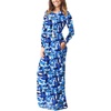 image:imageGRECERELLE Womens Casual Long Sleeve Maxi Dresses with Pockets Crew Neck Soft Stretchy Flowy Fall Dress for Work ChurchBlue Ink White