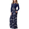 image:imageGRECERELLE Womens Casual Long Sleeve Maxi Dresses with Pockets Crew Neck Soft Stretchy Flowy Fall Dress for Work ChurchBlue Small Flower