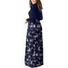image:imageGRECERELLE Womens Casual Long Sleeve Maxi Dresses with Pockets Crew Neck Soft Stretchy Flowy Fall Dress for Work ChurchBlue Small Flower