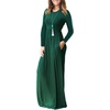 image:imageGRECERELLE Womens Casual Long Sleeve Maxi Dresses with Pockets Crew Neck Soft Stretchy Flowy Fall Dress for Work ChurchDark Green