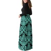 image:imageGRECERELLE Womens Casual Long Sleeve Maxi Dresses with Pockets Crew Neck Soft Stretchy Flowy Fall Dress for Work ChurchFlowers Blue Green