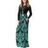 image:imageGRECERELLE Womens Casual Long Sleeve Maxi Dresses with Pockets Crew Neck Soft Stretchy Flowy Fall Dress for Work ChurchFlowers Blue Green