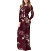 image:imageGRECERELLE Womens Casual Long Sleeve Maxi Dresses with Pockets Crew Neck Soft Stretchy Flowy Fall Dress for Work ChurchFlowers Wine Red