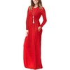 image:imageGRECERELLE Womens Casual Long Sleeve Maxi Dresses with Pockets Crew Neck Soft Stretchy Flowy Fall Dress for Work ChurchRed