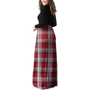 image:imageGRECERELLE Womens Casual Long Sleeve Maxi Dresses with Pockets Crew Neck Soft Stretchy Flowy Fall Dress for Work ChurchRed White Plaid