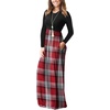 image:imageGRECERELLE Womens Casual Long Sleeve Maxi Dresses with Pockets Crew Neck Soft Stretchy Flowy Fall Dress for Work ChurchRed White Plaid