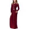 image:imageGRECERELLE Womens Casual Long Sleeve Maxi Dresses with Pockets Crew Neck Soft Stretchy Flowy Fall Dress for Work ChurchWine Red