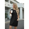 image:imageGRECERELLE Womens Casual TShirt Dress with Pockets Short Sleeve Shift Dresses WrinkleResistant Above Knee LengthAblack