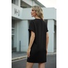 image:imageGRECERELLE Womens Casual TShirt Dress with Pockets Short Sleeve Shift Dresses WrinkleResistant Above Knee LengthAblack