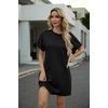 image:imageGRECERELLE Womens Casual TShirt Dress with Pockets Short Sleeve Shift Dresses WrinkleResistant Above Knee LengthAblack