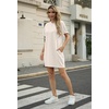 image:imageGRECERELLE Womens Casual TShirt Dress with Pockets Short Sleeve Shift Dresses WrinkleResistant Above Knee LengthApricot White