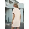image:imageGRECERELLE Womens Casual TShirt Dress with Pockets Short Sleeve Shift Dresses WrinkleResistant Above Knee LengthApricot White